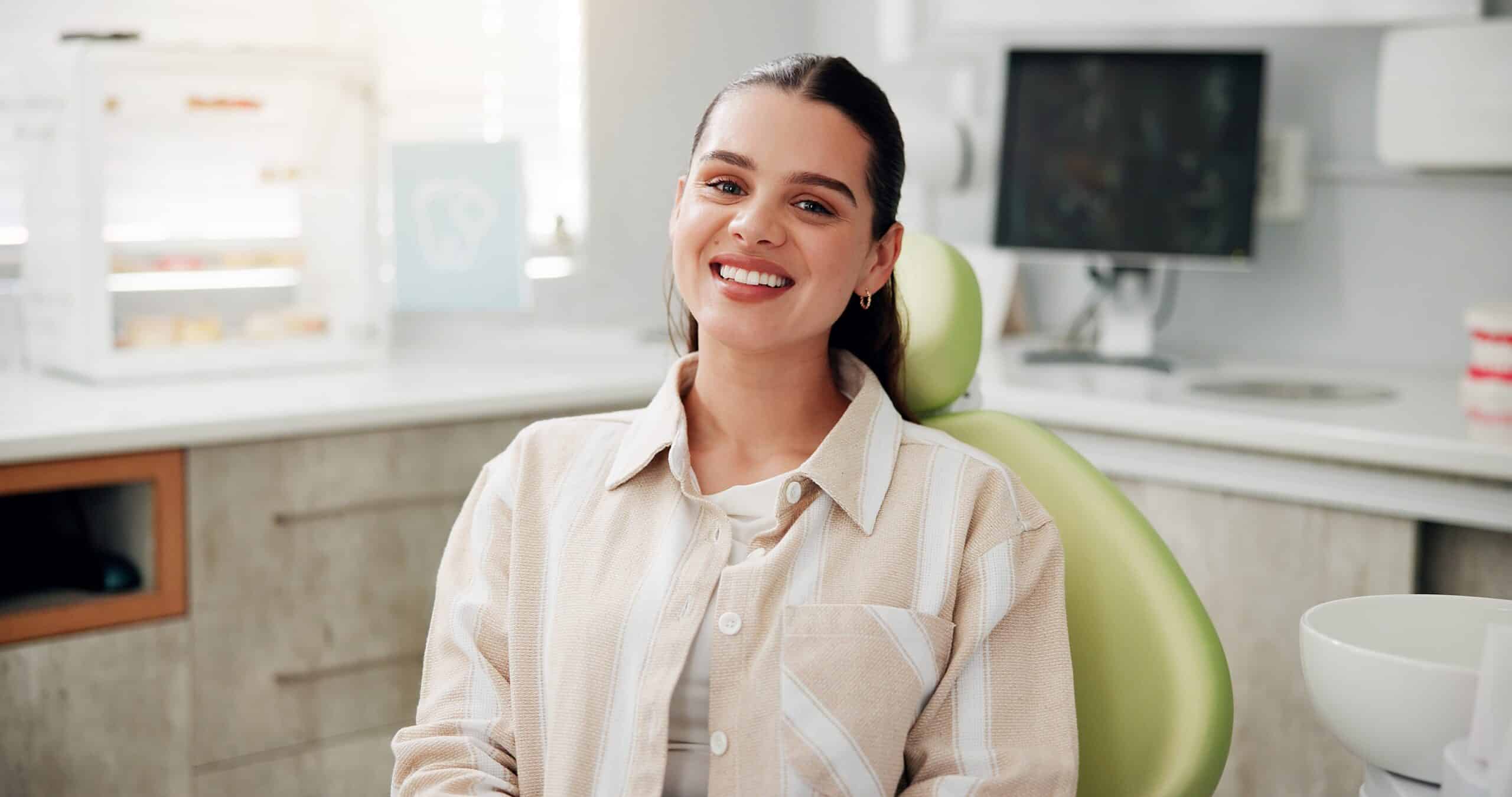 Woman,,Portrait,And,Smile,At,Dentist,For,Oral,Hygiene,,Teeth